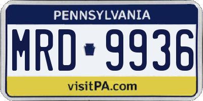 PA license plate MRD9936