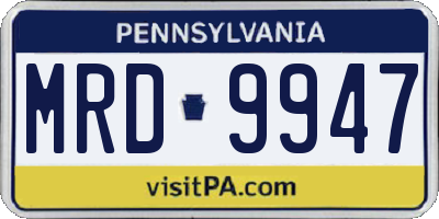 PA license plate MRD9947