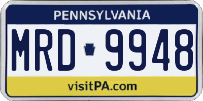 PA license plate MRD9948