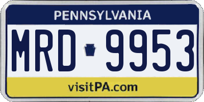 PA license plate MRD9953