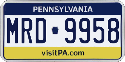 PA license plate MRD9958