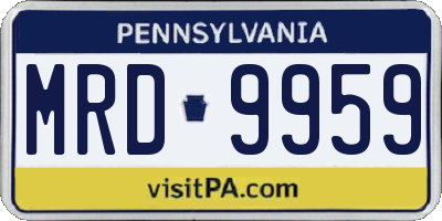 PA license plate MRD9959