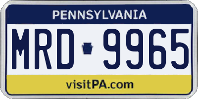 PA license plate MRD9965