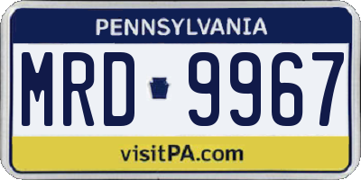 PA license plate MRD9967