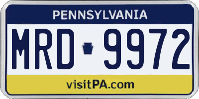 PA license plate MRD9972