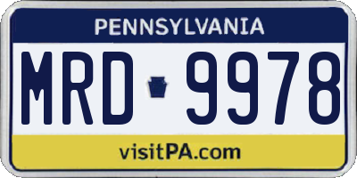 PA license plate MRD9978