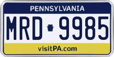 PA license plate MRD9985