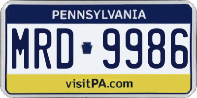 PA license plate MRD9986