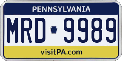 PA license plate MRD9989