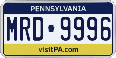 PA license plate MRD9996