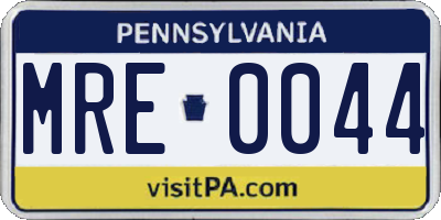 PA license plate MRE0044