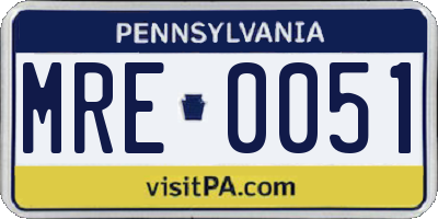 PA license plate MRE0051