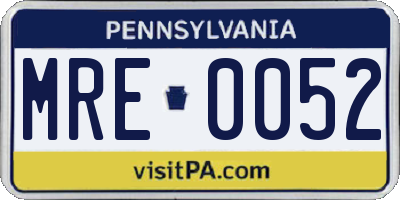 PA license plate MRE0052