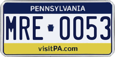 PA license plate MRE0053