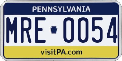PA license plate MRE0054