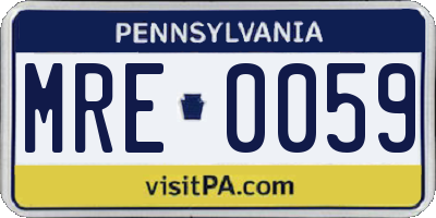 PA license plate MRE0059