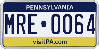 PA license plate MRE0064