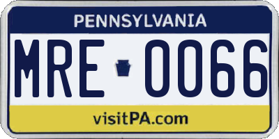 PA license plate MRE0066