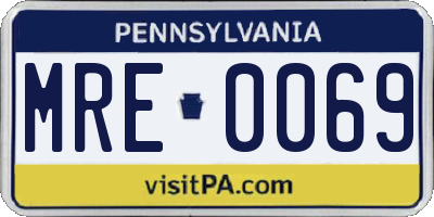 PA license plate MRE0069