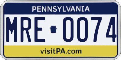 PA license plate MRE0074