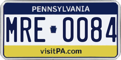 PA license plate MRE0084