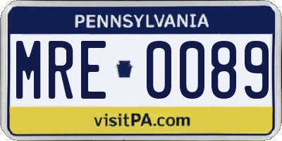 PA license plate MRE0089