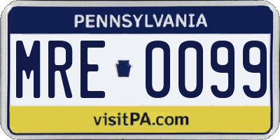 PA license plate MRE0099