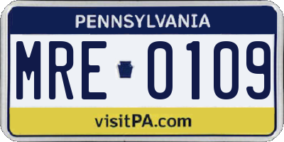 PA license plate MRE0109