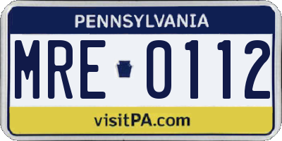 PA license plate MRE0112