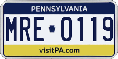 PA license plate MRE0119