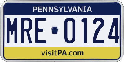 PA license plate MRE0124