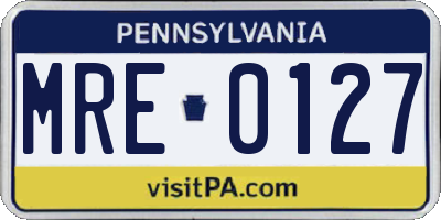 PA license plate MRE0127