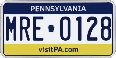 PA license plate MRE0128