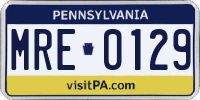 PA license plate MRE0129
