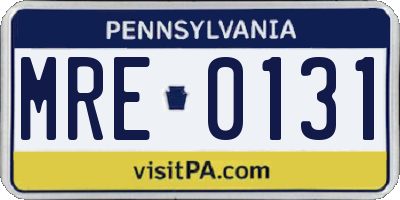 PA license plate MRE0131