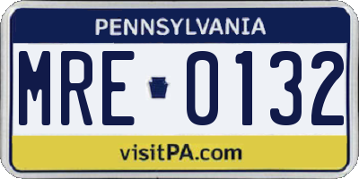 PA license plate MRE0132