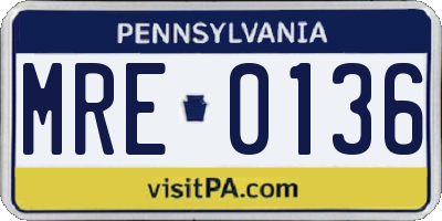 PA license plate MRE0136