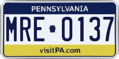 PA license plate MRE0137