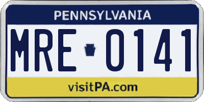 PA license plate MRE0141