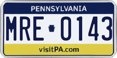 PA license plate MRE0143