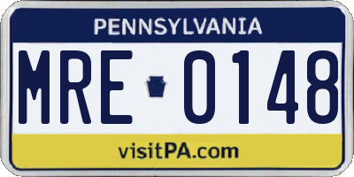 PA license plate MRE0148