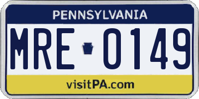 PA license plate MRE0149