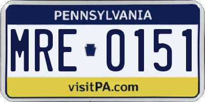 PA license plate MRE0151