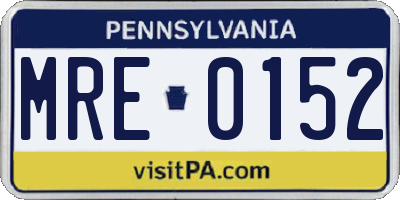 PA license plate MRE0152