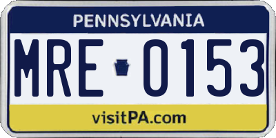 PA license plate MRE0153