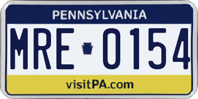 PA license plate MRE0154