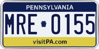 PA license plate MRE0155