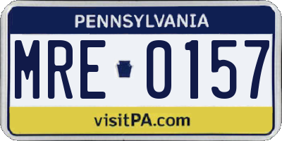 PA license plate MRE0157