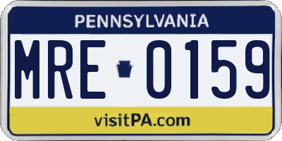 PA license plate MRE0159