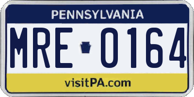PA license plate MRE0164